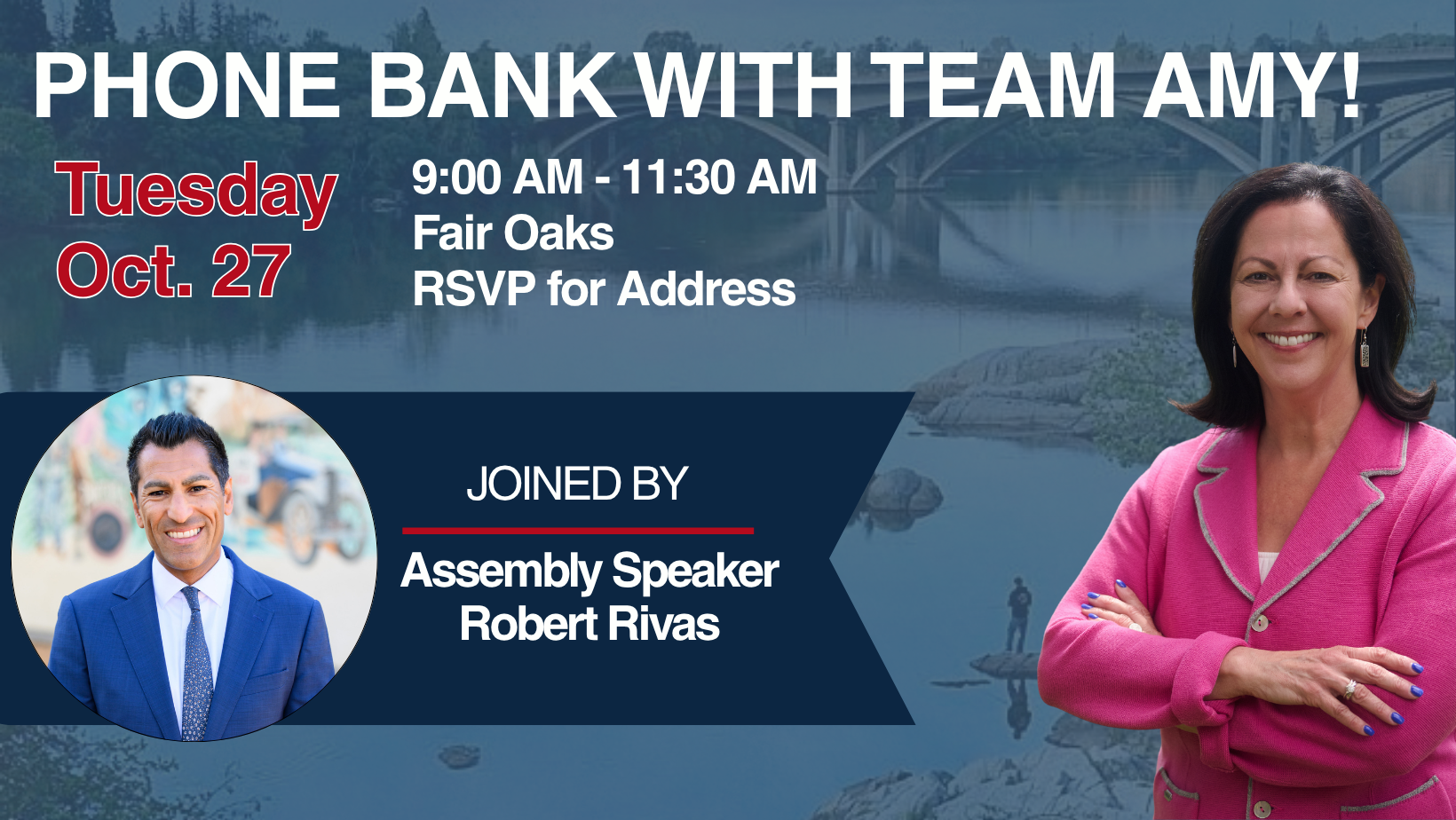 #TeamAmy Phone and Text Bank with Assembly Speaker, Robert Rivas image