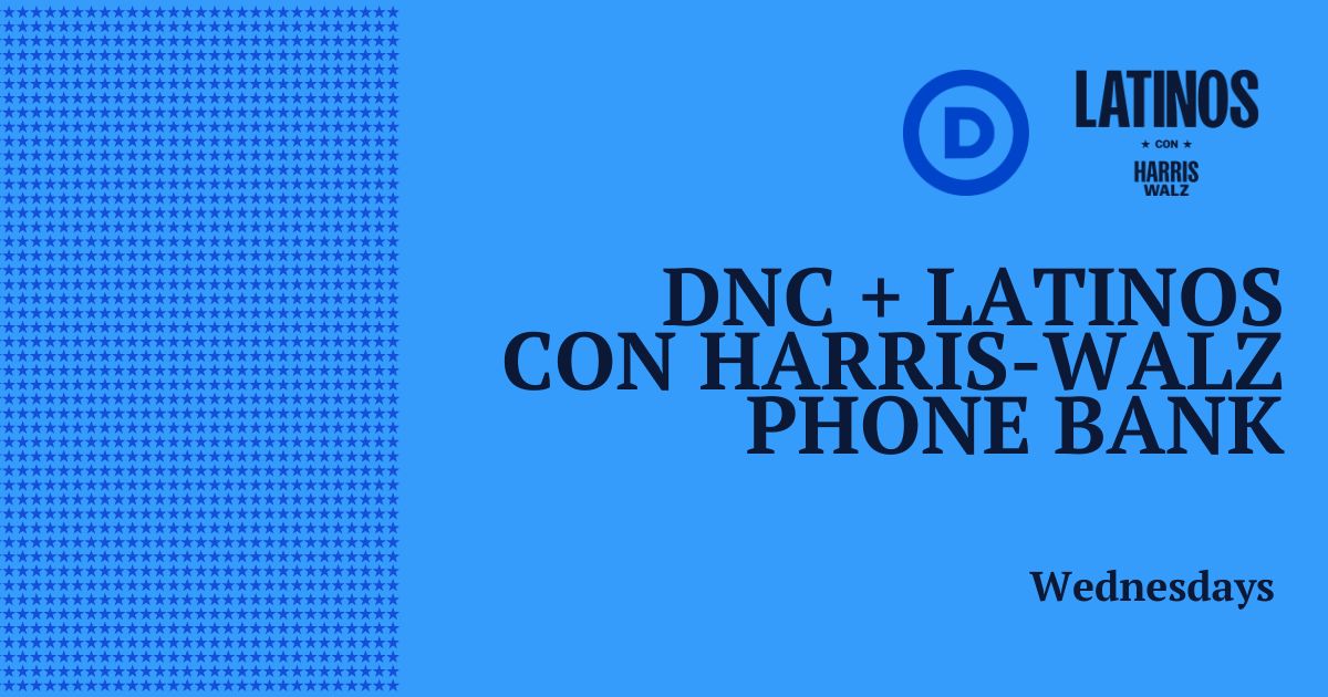 Join us for an in-person phone bank to speak to voters in English and Spanish across the country. We will make bilingual calls, focusing on priority states nationwide! The training will be held at the DNC Headquarters, and we will be available to answer any questions you have during the event. 

There is so much at stake this election. Your participation is vital to ensure we elect Democrats up and down the ballot.