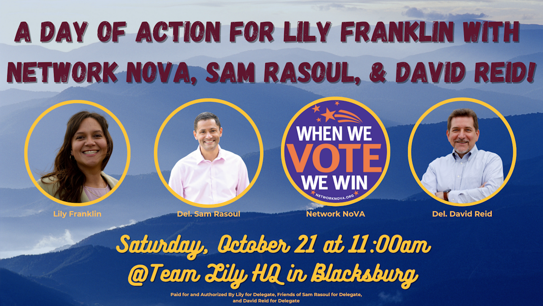 Lily Franklin Day of Action with Network NOVA, Del. Sam Rasoul, and Del ...