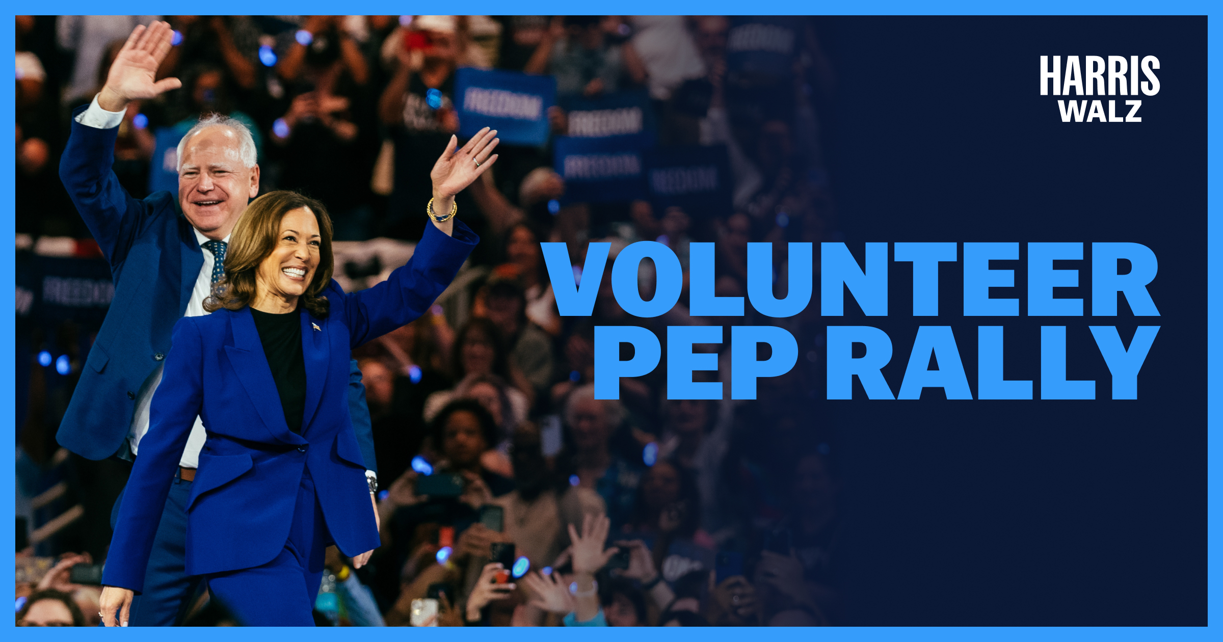 We are in the final stretch, folks! I know you are doing everything you can to get out the vote for Kamala so let's take some time to celebrate, reflect on the good work happening, and get signed up for our volunteer activities.

This event will be about 30 minutes, and will feature campaign staff and other guests to talk about the incredible work being done across the campaign.

We can't wait to see you!