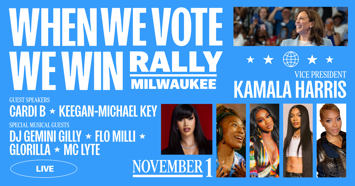 Milwaukee Rally with VP Kamala Harris, Cardi B, DJ GEMINI GILLY, Flo ...