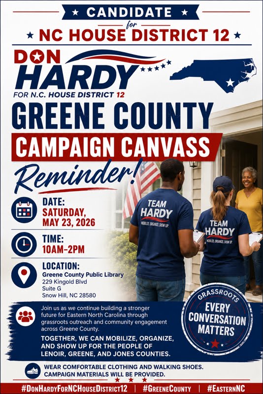 Knock Doors with Don Hardy for NC House 12 in Greene County