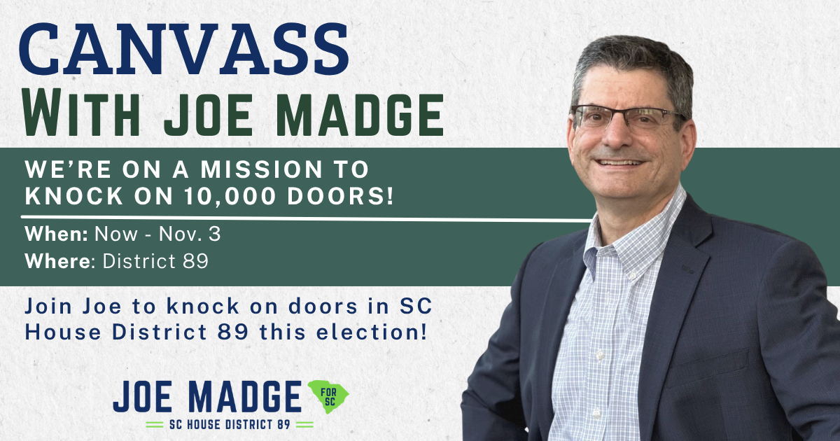 Dems on Doors - Joe Madge for SCHD 89 - Volunteers Needed image