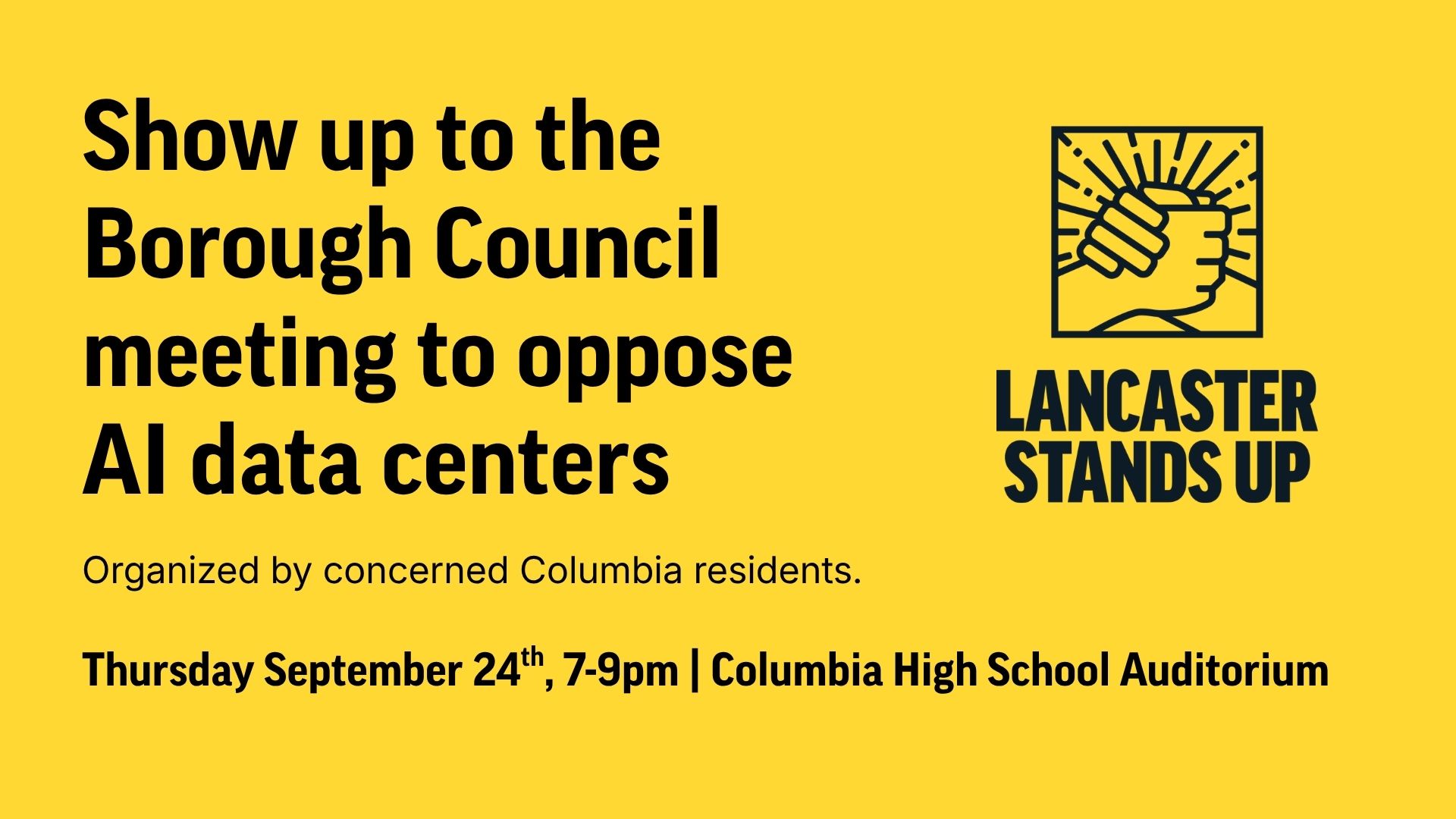 Columbia Borough Council Special Meeting on Data Centers | Lancaster Stands Up