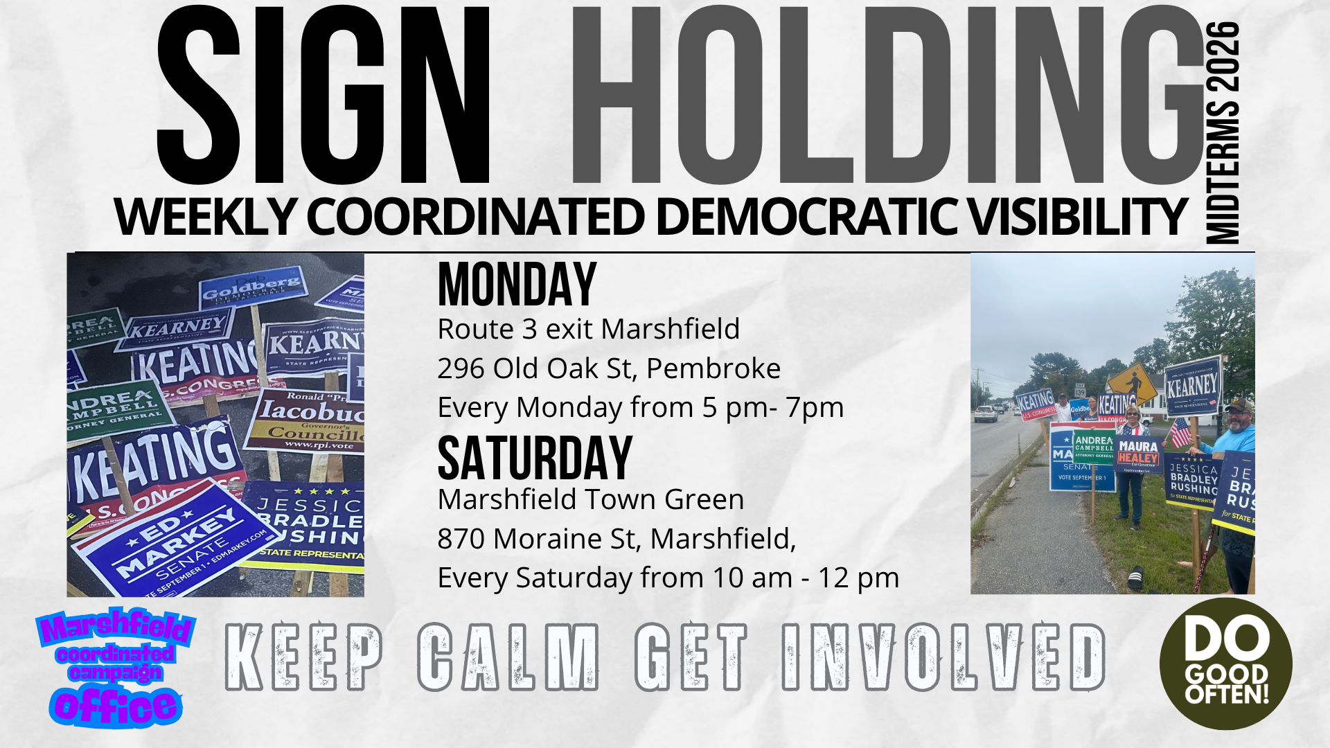 Marshfield sign holding for Democrats (Monday) image