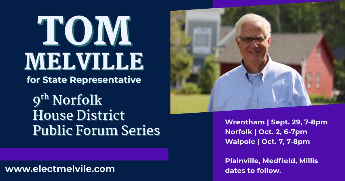 Medfield - 9th Norfolk State Rep Public Forum with Tom Melville image