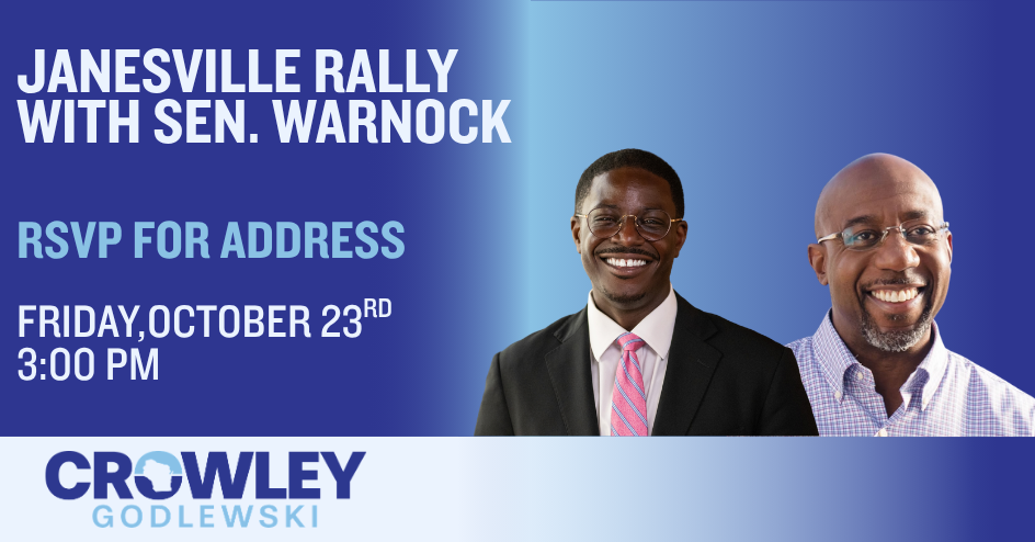 Janesville Rally with David Crowley and Senator Warnock image