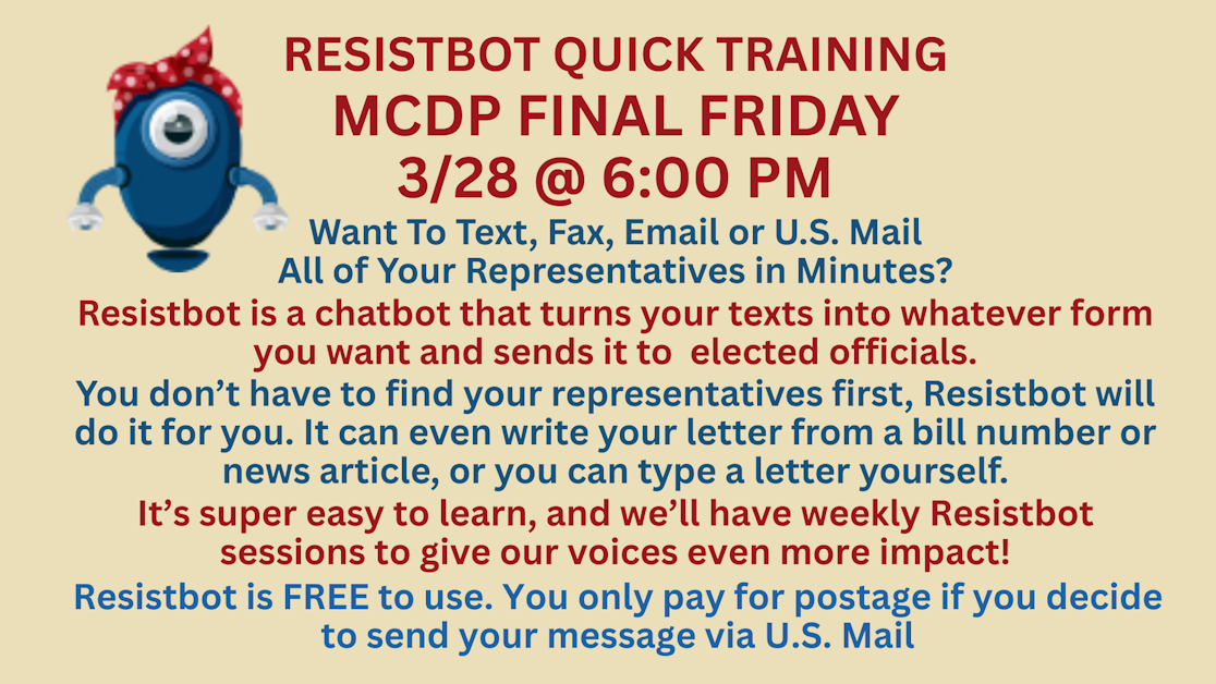 Final Friday - Resistbot Training · Mobilize