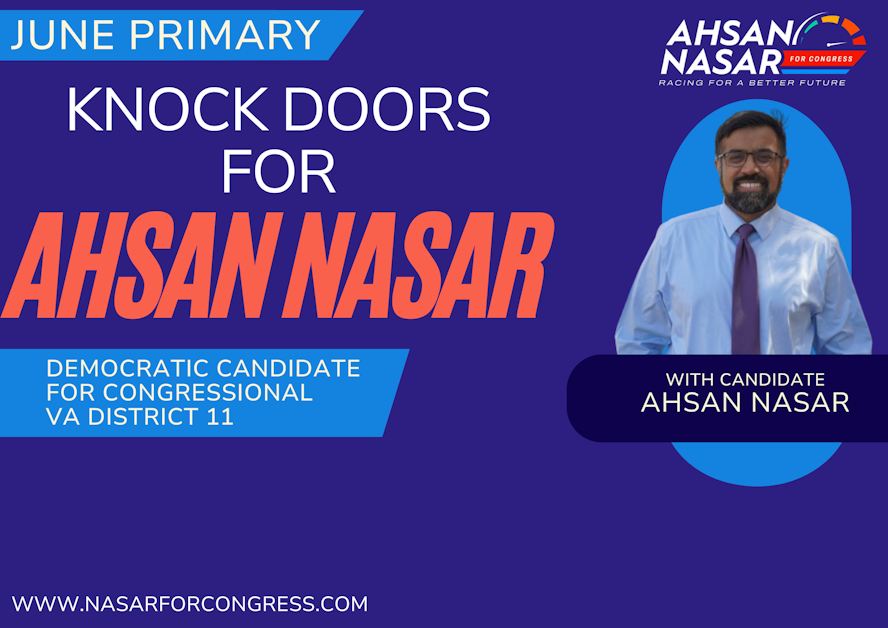 Canvassing for Nasar for Congress (Fairfax) · Mobilize