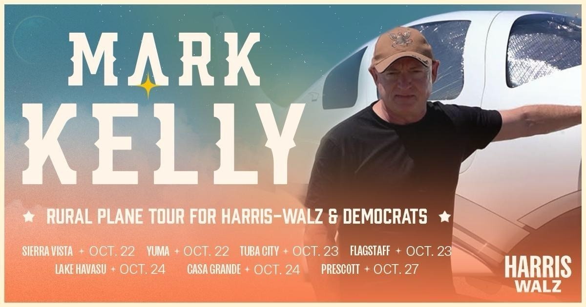 We are excited to invite you to a Get-Out-The-Vote event in Lake Havasu City with Senator Mark Kelly! Join us to hear directly from Senator Mark Kelly on the importance of electing Vice President Kamala Harris!