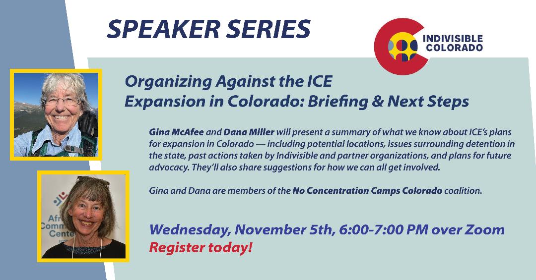 November Speaker Series organized by Indivisible Colorado