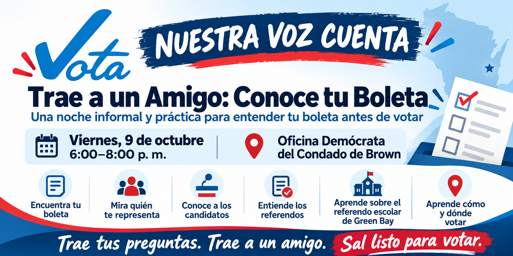 Nuestra Voz Cuenta: Charlas comunitarias en español del Partido Demócrata de Brown County image