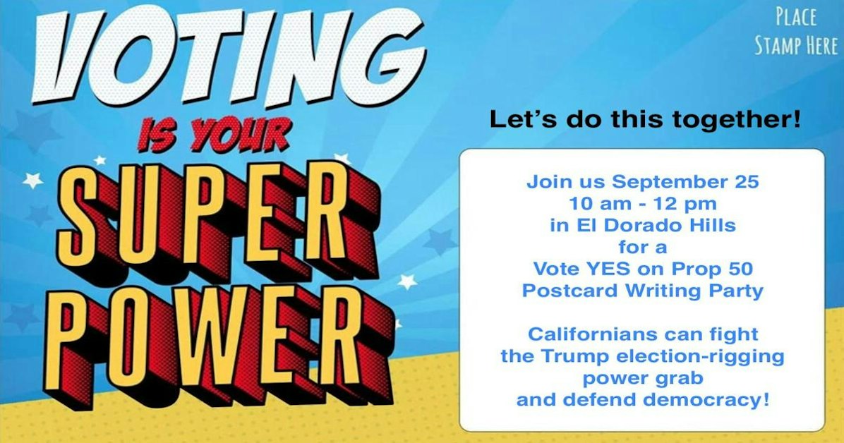 Postcard Writing Party for YES on Proposition 50 · Mobilize