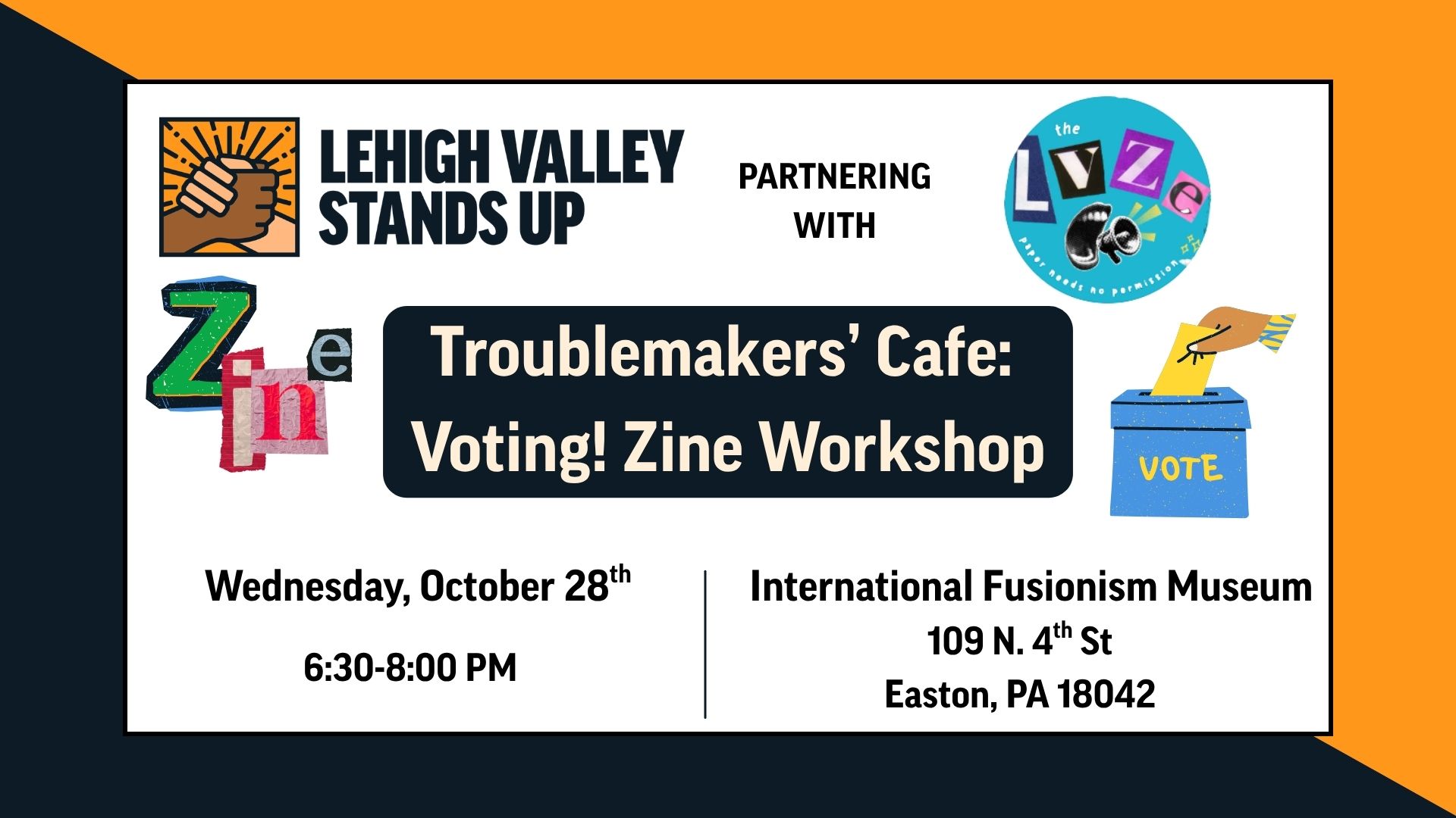 Troublemakers' Cafe: Voting! Zine Workshop | Lehigh Valley Stands Up