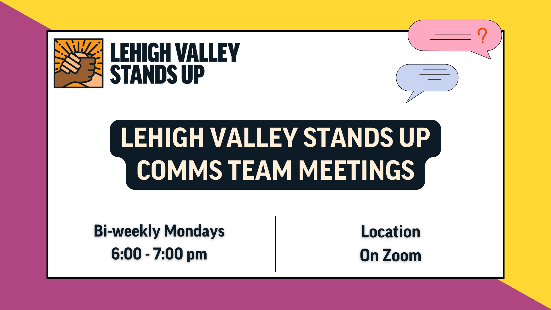 Lehigh Valley Stands Up Comms Team Meeting