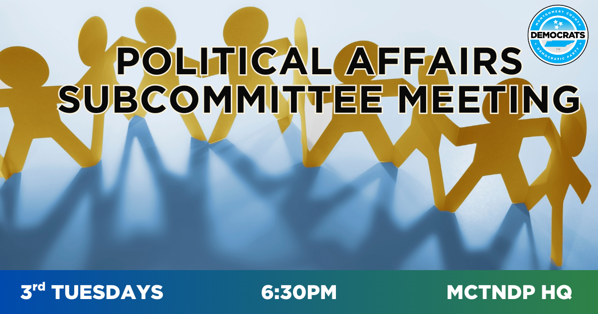 MoCo Dems Political Affairs Committee Meeting (3rd Tuesdays)
