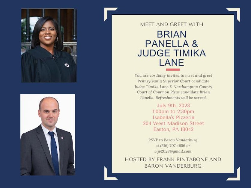 Easton Meet Greet: Brian Panella Judge Timika Lane · PA Democratic