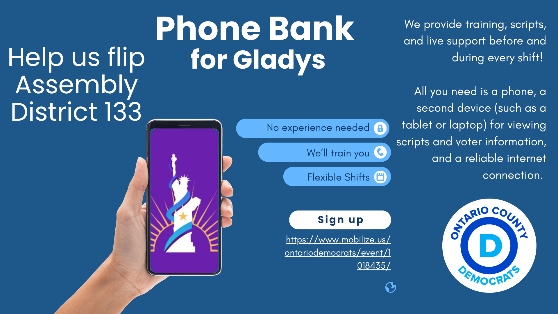 PHONE BANKING FOR GLADYS FLORES GARCIA - ASSEMBLY DISTRICT 133 image