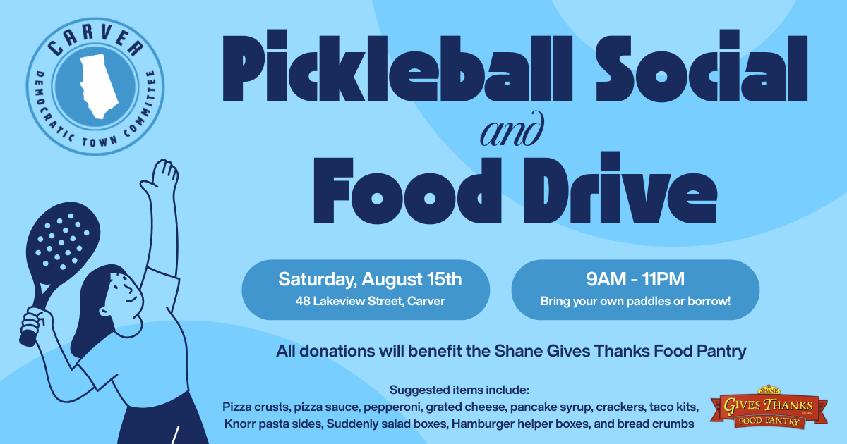 CarverDems August Pickleball Social & Food Drive image