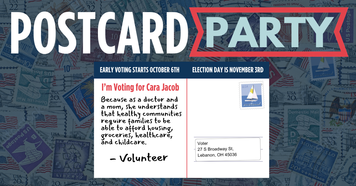 Postcard Party for Cara Jacob for State Senate