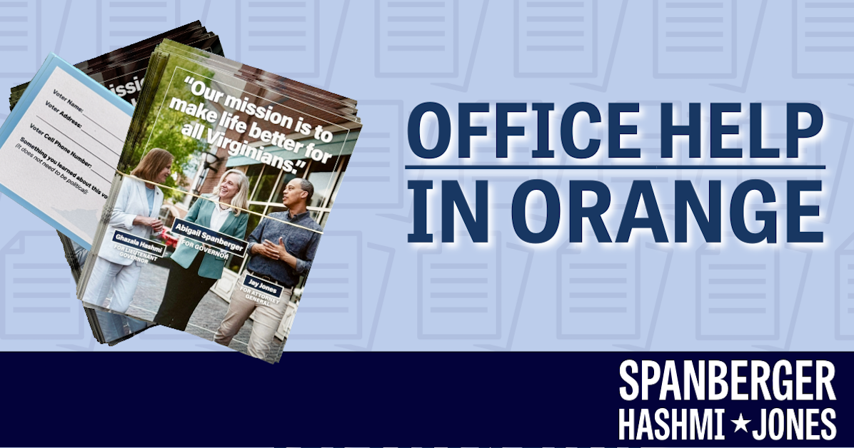 Office Help in Orange · Spanberger for Governor