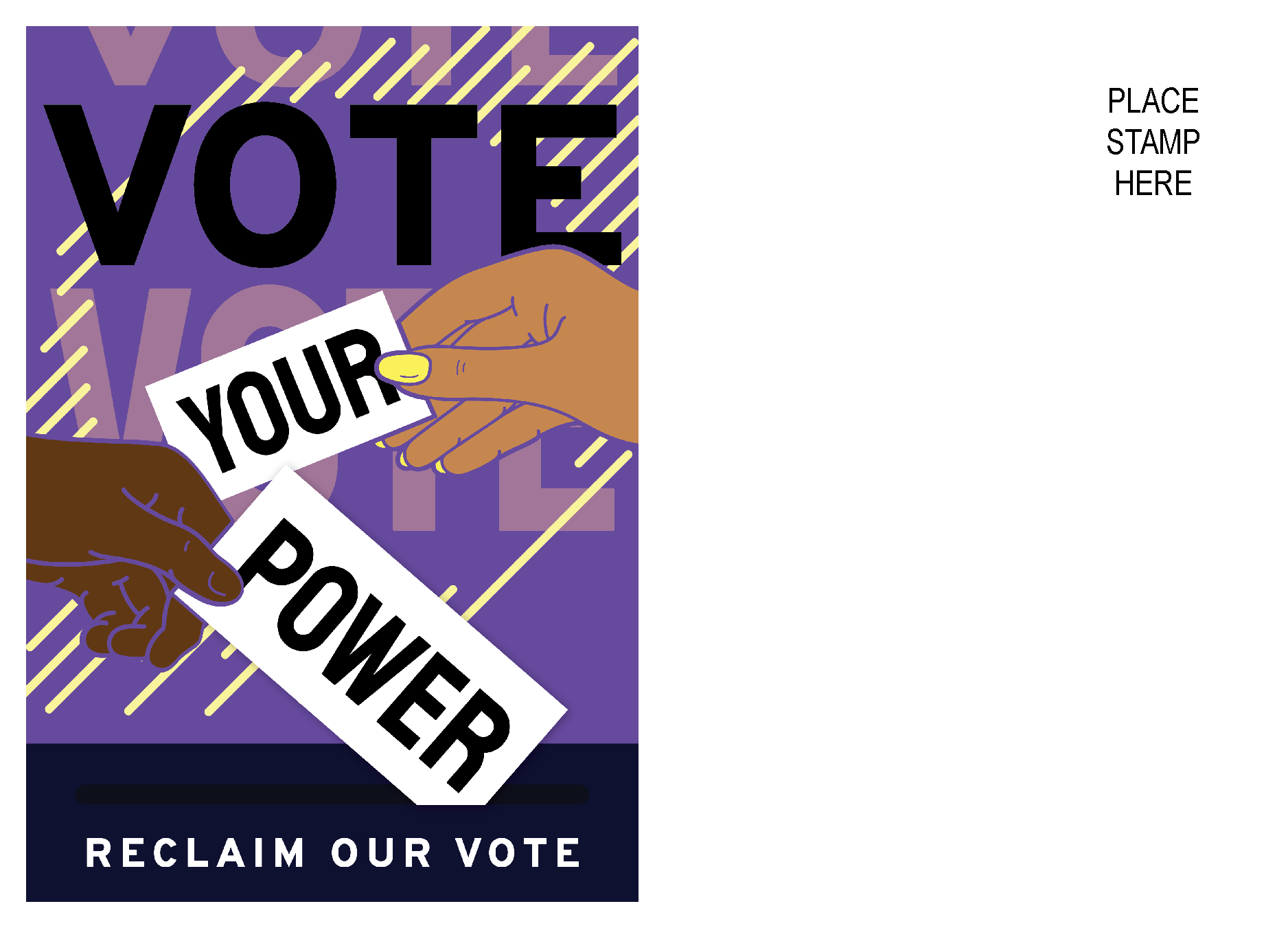 Reclaim Our Vote Postcards organized by Indivisible Auburn CA