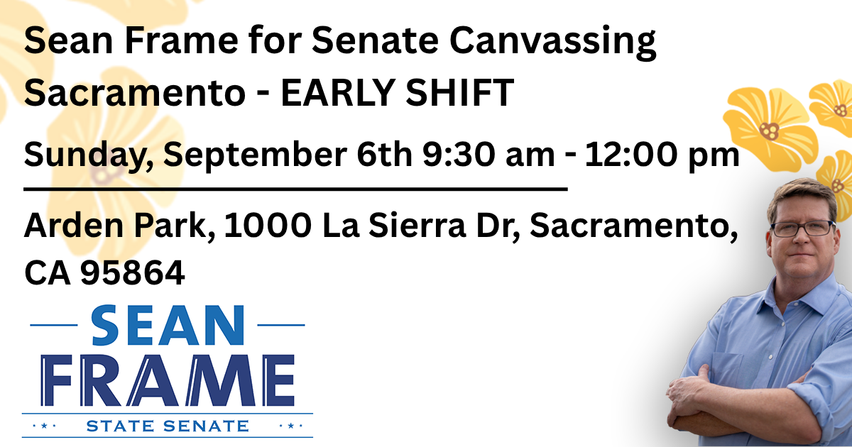 Sean Frame for Senate Sunday Arden Canvassing - 9.06.26 - EARLY SHIFT image
