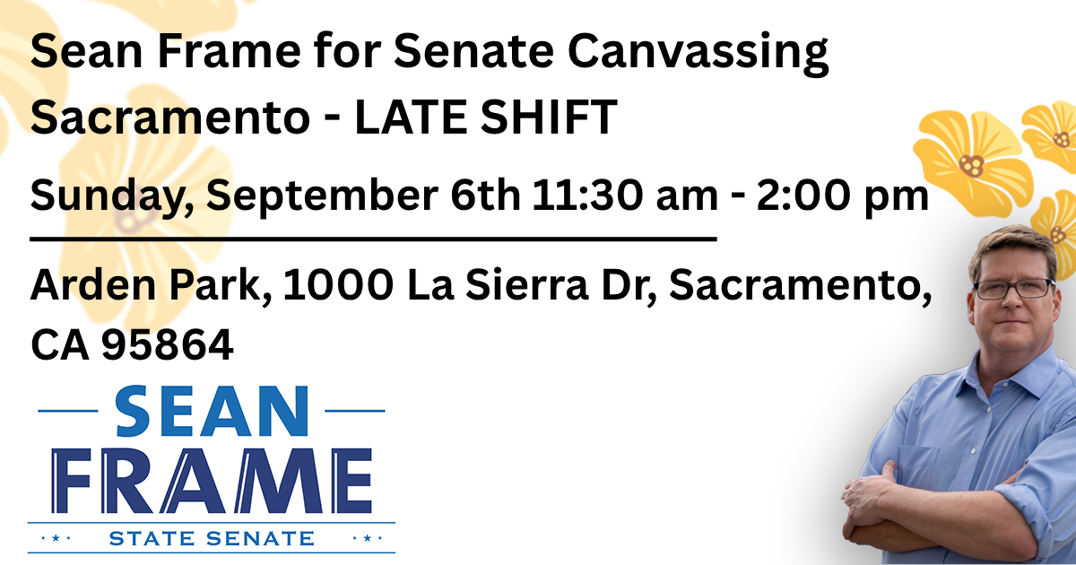 Sean Frame for Senate Sunday Arden Canvassing - 9.06.26 - LATE SHIFT image