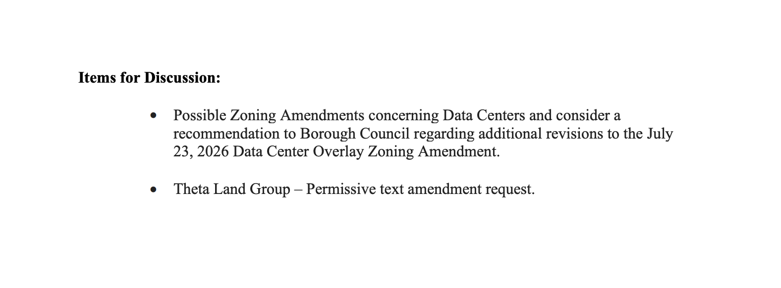 Throop Planning Commission Meeting - Protect Conservation Land from Data Centers