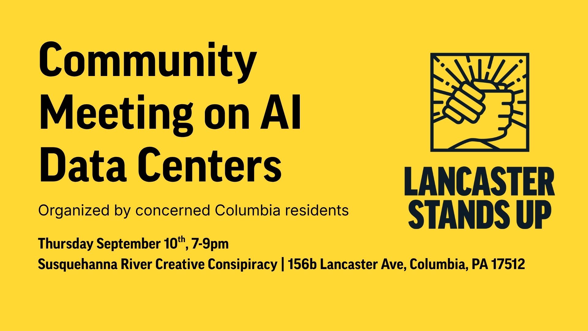 Community Meeting on AI Data Centers In Columbia | Lancaster Stands Up