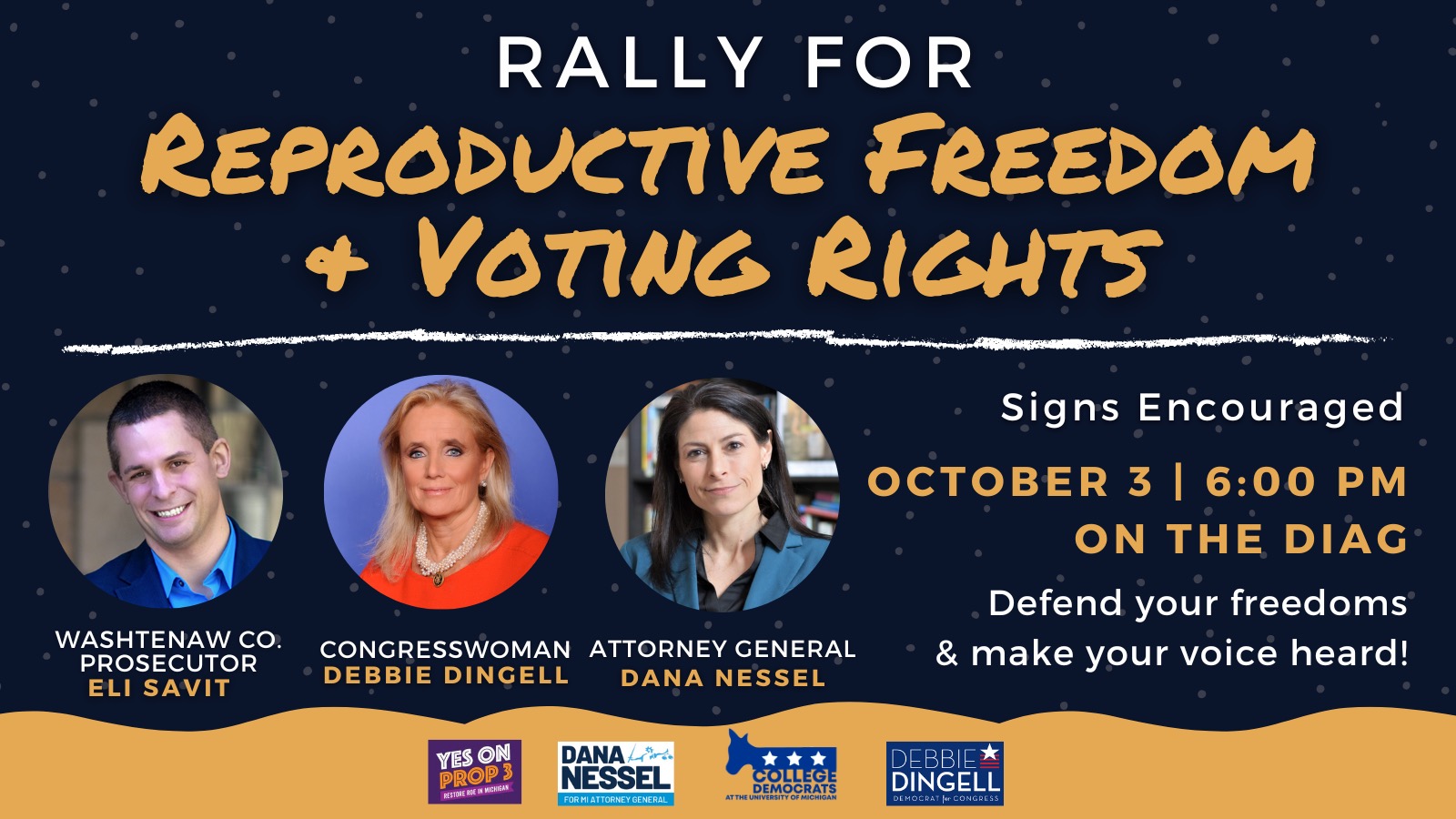 et details and sign up for "Rally for Reproductive Freedom +  Voting Rights W/ Dana Nessel" hosted by ONECampaign for Michigan