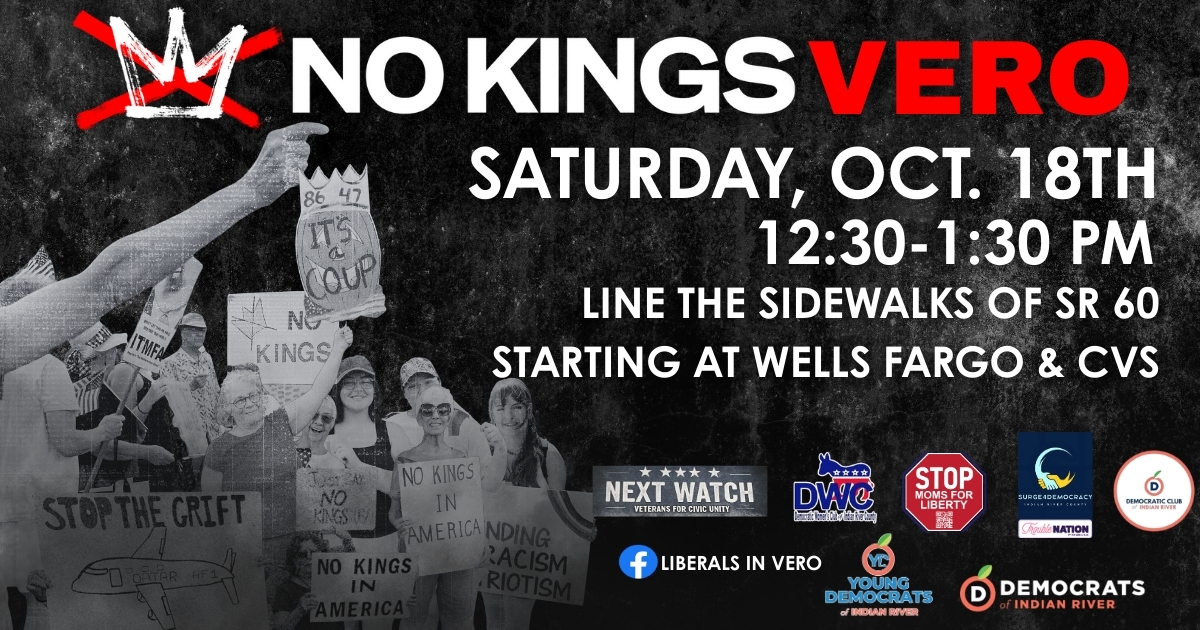 Vero Beach No Kings Protest organized by Democrats of Indian River