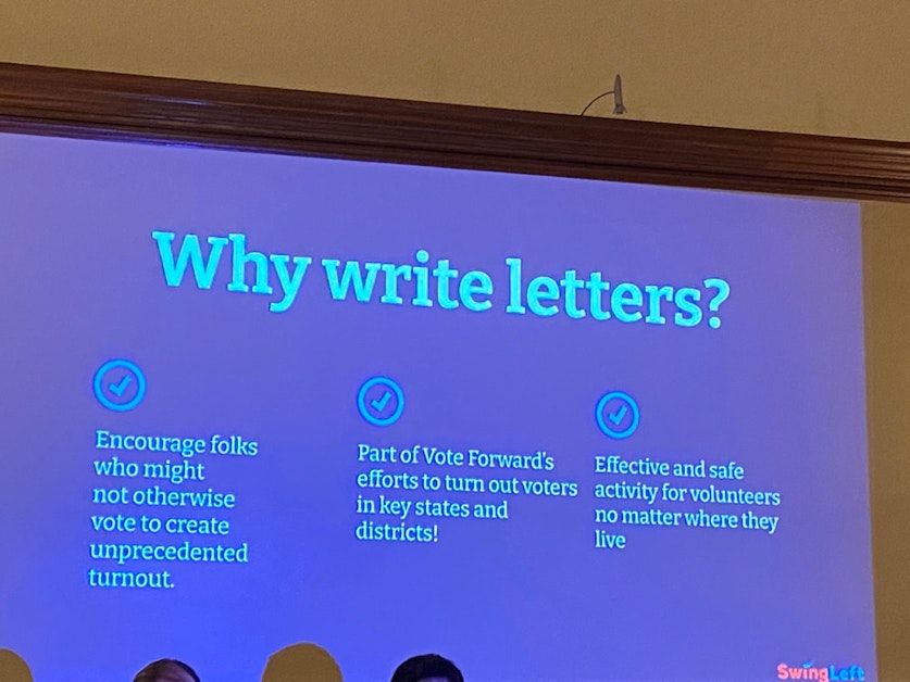 In Person WeGOTV Swing Left Letter and Postcard Writing · Swing Left