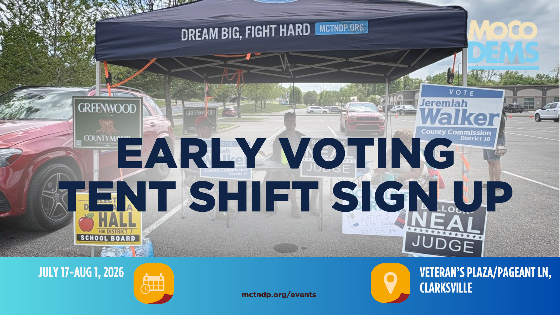 MoCo Dems Early Voting Tent (August 6 election) - ELECTION COMMISSION