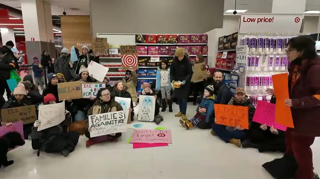 Protesting Target Store ICE complicity: Singout/drumming, leafleting ...