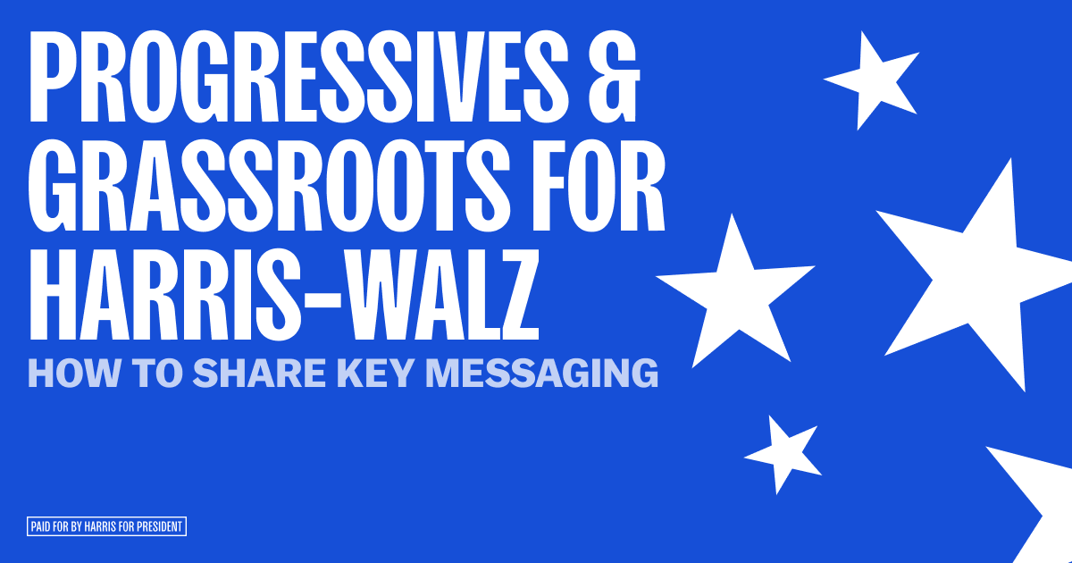 Join Progressives for Harris-Walz and learn how to share key messaging and organize for Kamala Harris and Tim Walz using our organizing tool, Reach. Come ready with your phone and laptop!

Please RSVP to receive Zoom details.