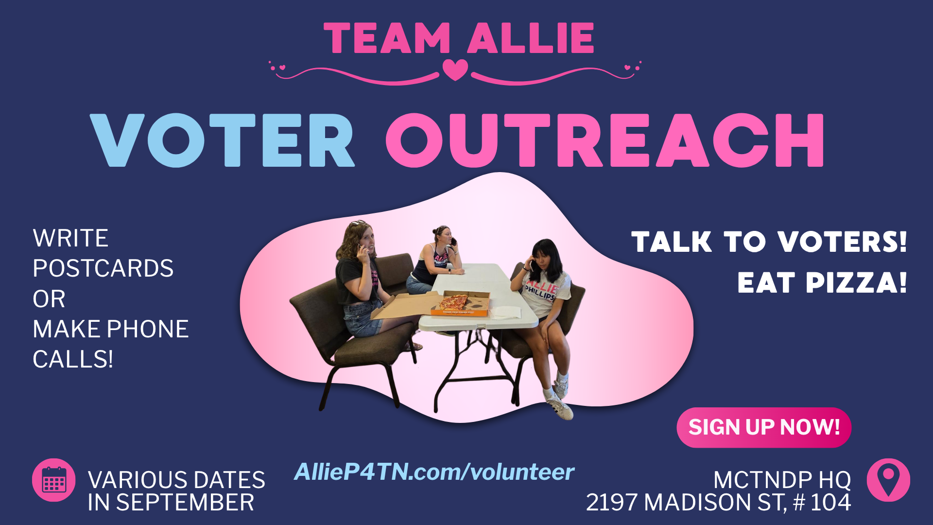 Team Allie Phone Bank or Postcard Writing