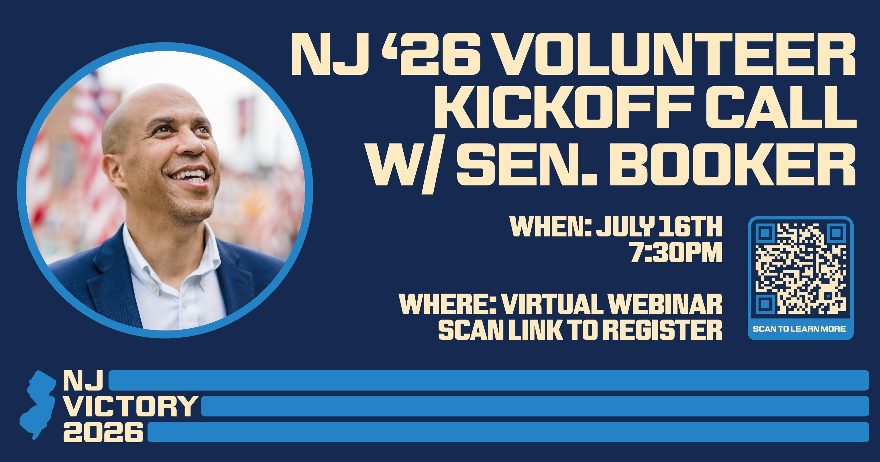 NJ Victory 2026 Volunteer Kick-Off Call with Senator Cory Booker image